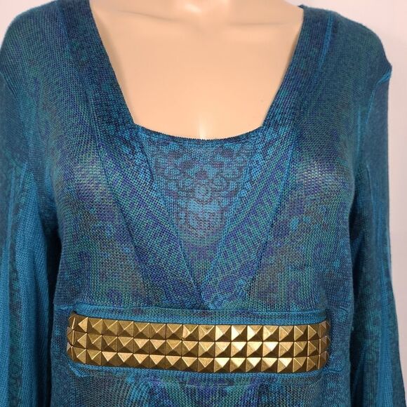 Investments Blue and Gold Blouse - Picture 3 of 9
